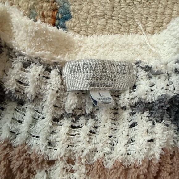 Warm & Cozy Aztec Cardigan Boho Neutral Fuzzy Women L Boho Festival Grannycore - Picture 7 of 7